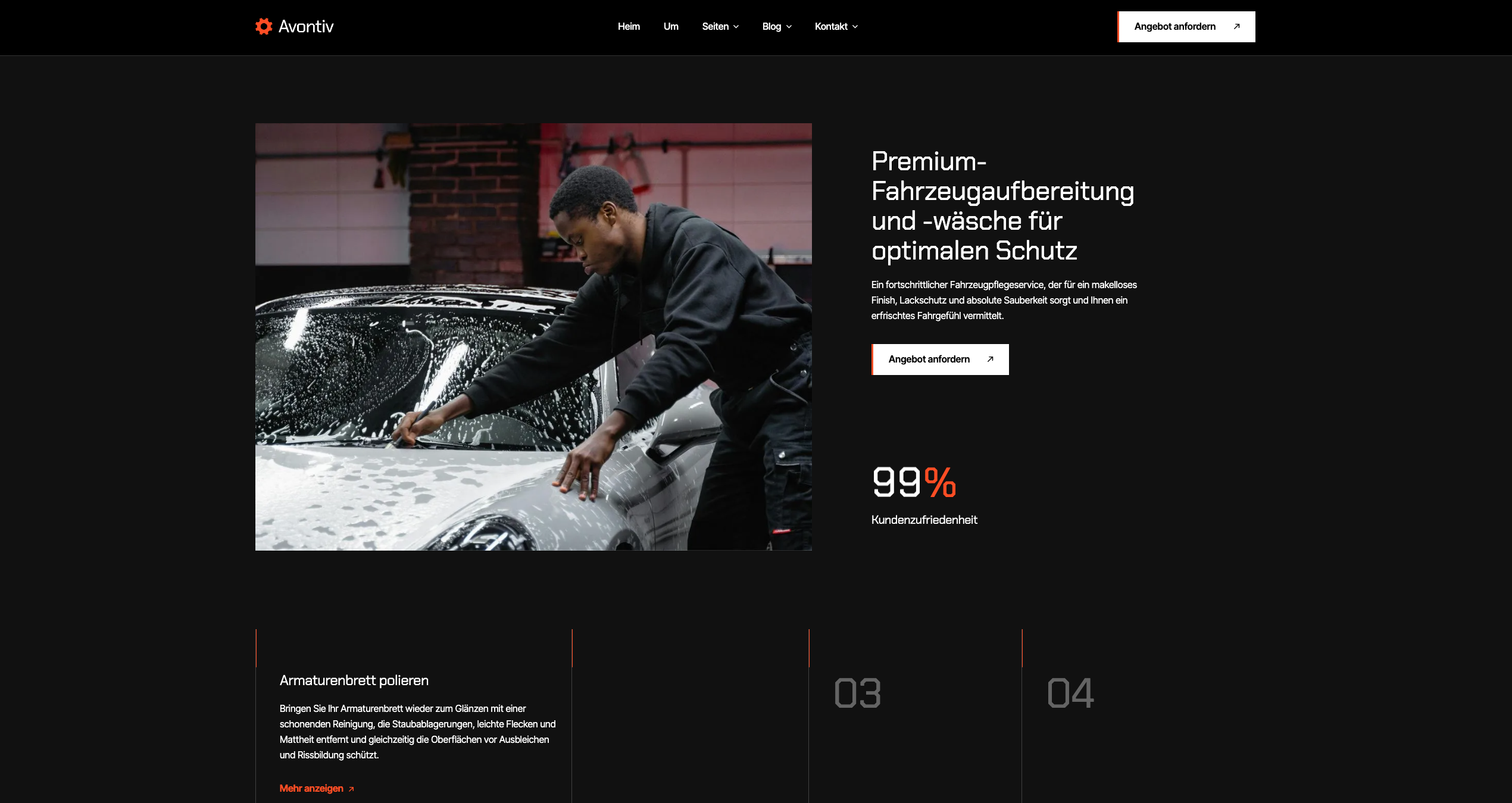 Avontiv Hamburg — Service-Seite mit Premium-Fahrzeugaufbereitung